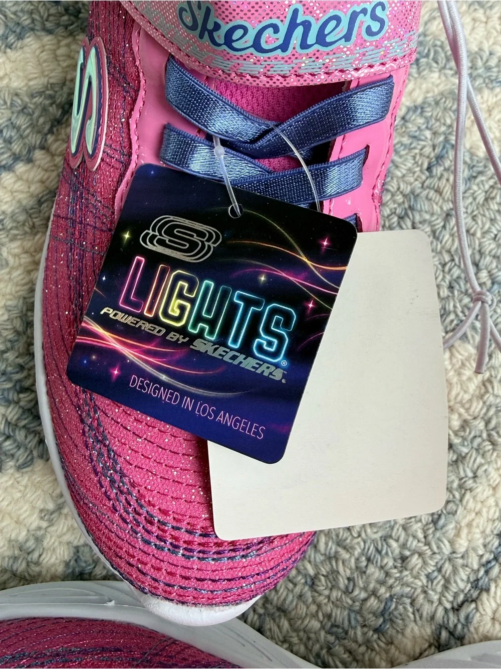 Skechers S Lights Kids Pink Glitter Light-Up Sneakers